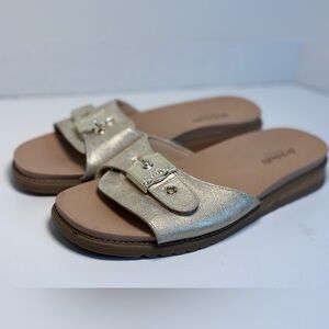 Dr. Scholl’s Nice Iconic Slide Sandals Women’s Size 7 Metallic Gold